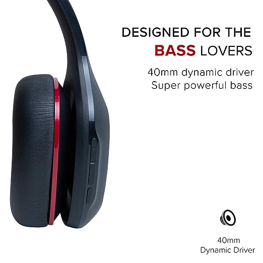 MI Super Bass Bluetooth Wireless On Ear Headphones with Mic (Black and Red) MI Super Bass Bluetooth Wireless On Ear Headphones with Mic (Black and Red)